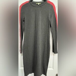Gianni Bini Gray Bodycon Shirt Dress Orange White Stripe Down Sleeves Sz S